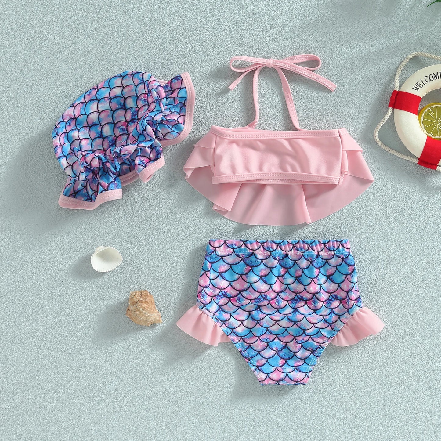 Savelie™ Baby Girl Bikini Set with Hat