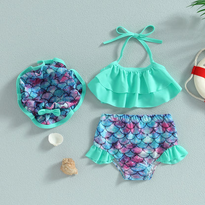 Savelie™ Baby Girl Bikini Set with Hat